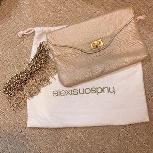 Alexis Hudson wristlet clutch gold tone hardware